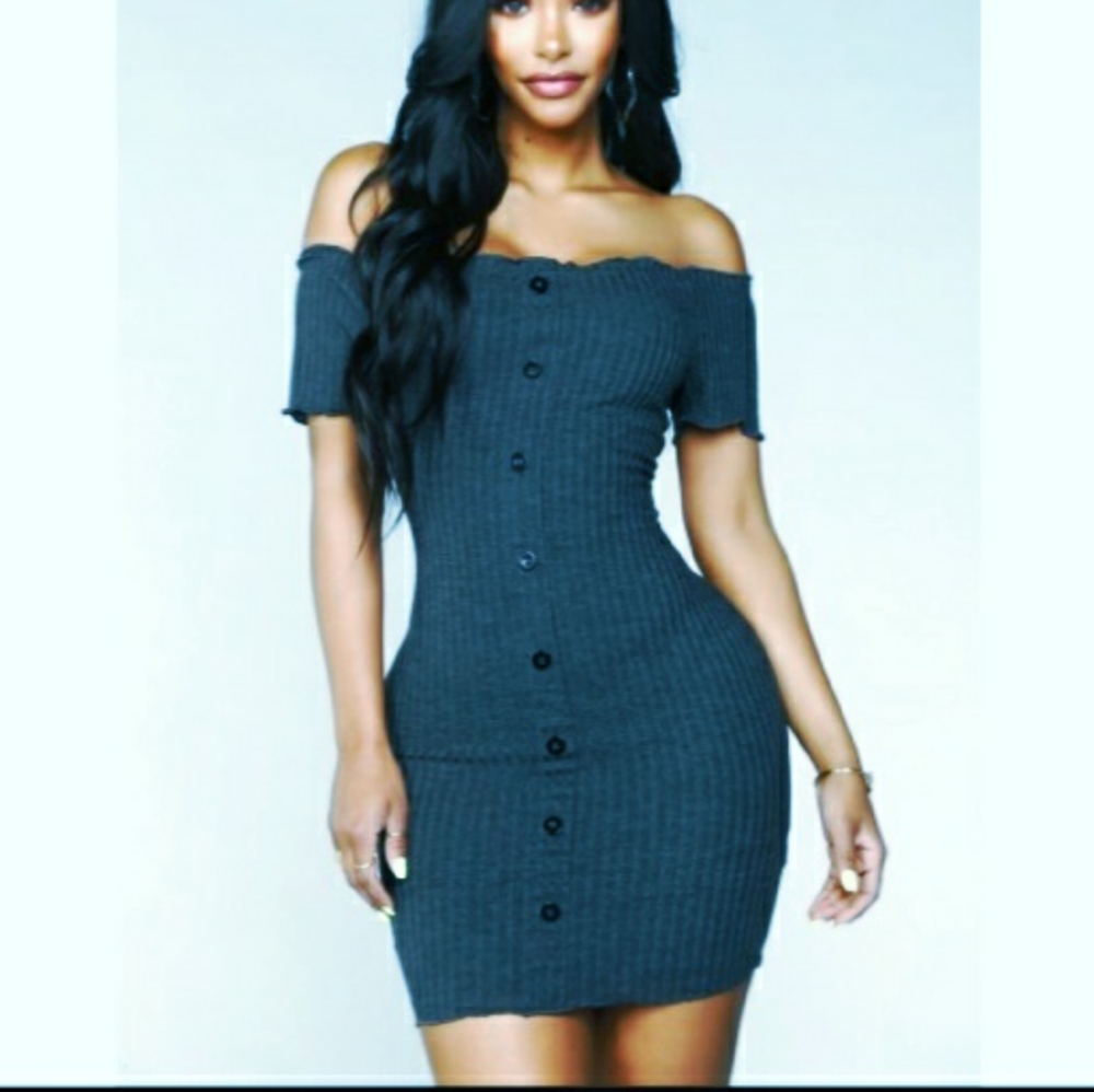New Plus Size Ribbed Bodycon Dress - Picture 1 of 5